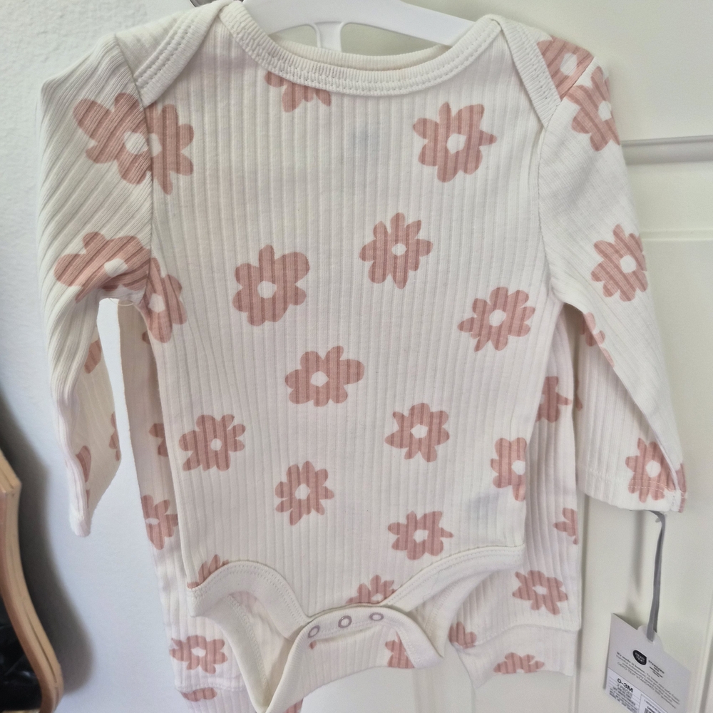 Cloud Island Pink Floral Kids Bodysuit